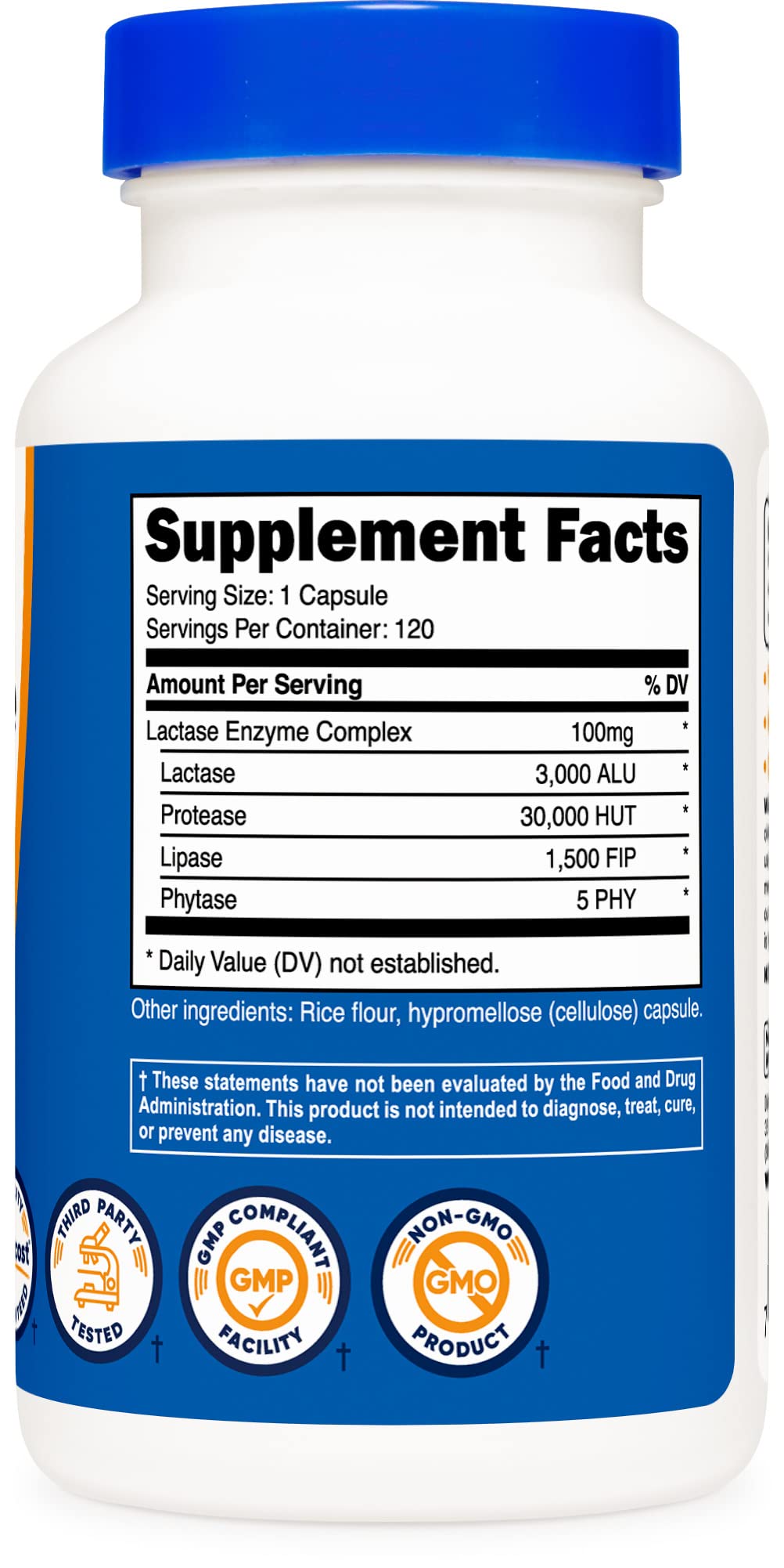 Nutricost Lactase Enzyme Complex 3,000 FCC ALU, 120 Vegetarian Capsules - Non-GMO NutricostBuy Supplements Australia