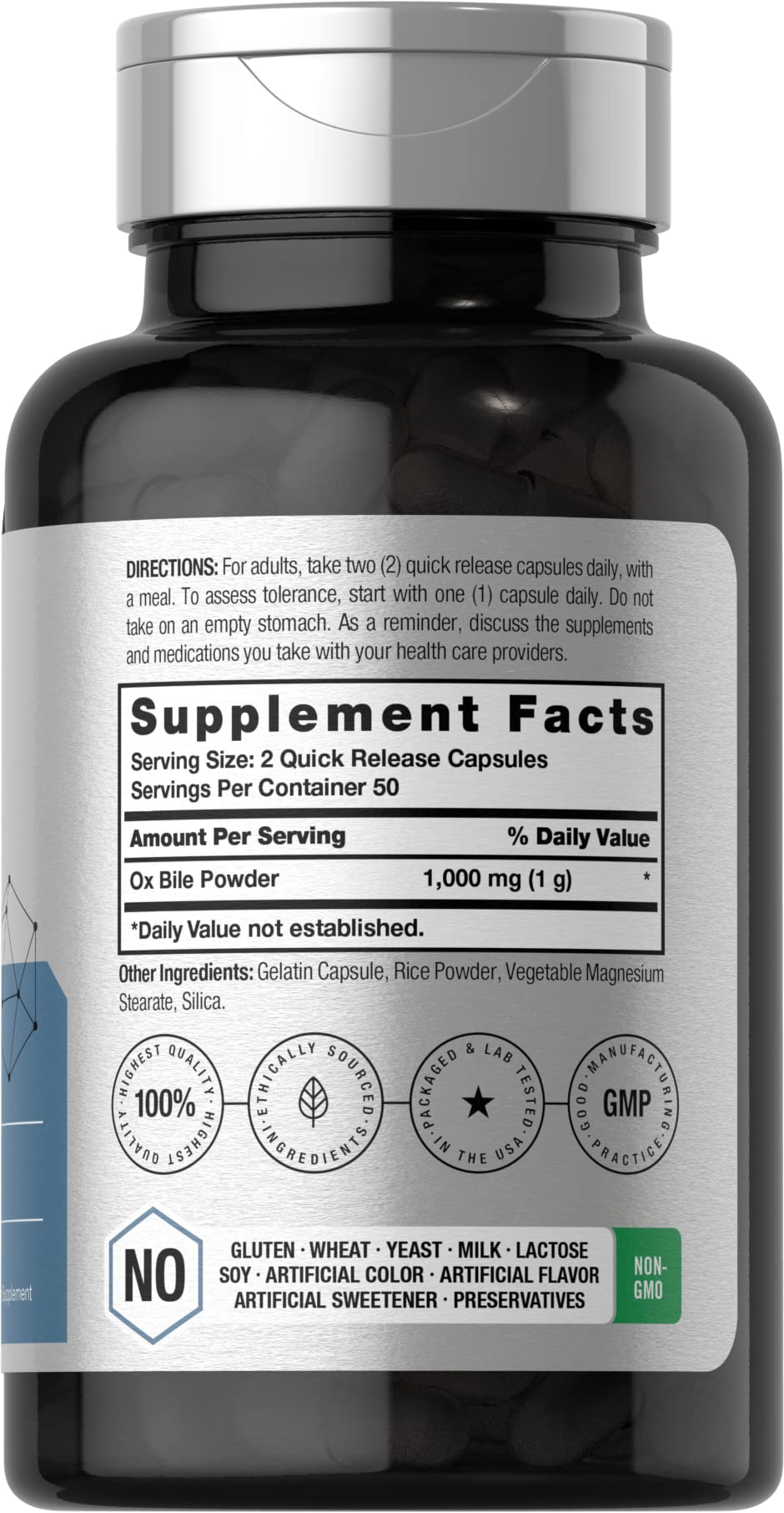 Ox Bile 1000 mg 100 Capsules | Digestive Enzymes Supplement | Non-GMO & Gluten Free HorbäachBuy Supplements Australia