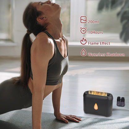 200ml Small Ultrasonic Aroma Diffusers with Flame Light (Black) PhimuezlBuy Supplements Australia