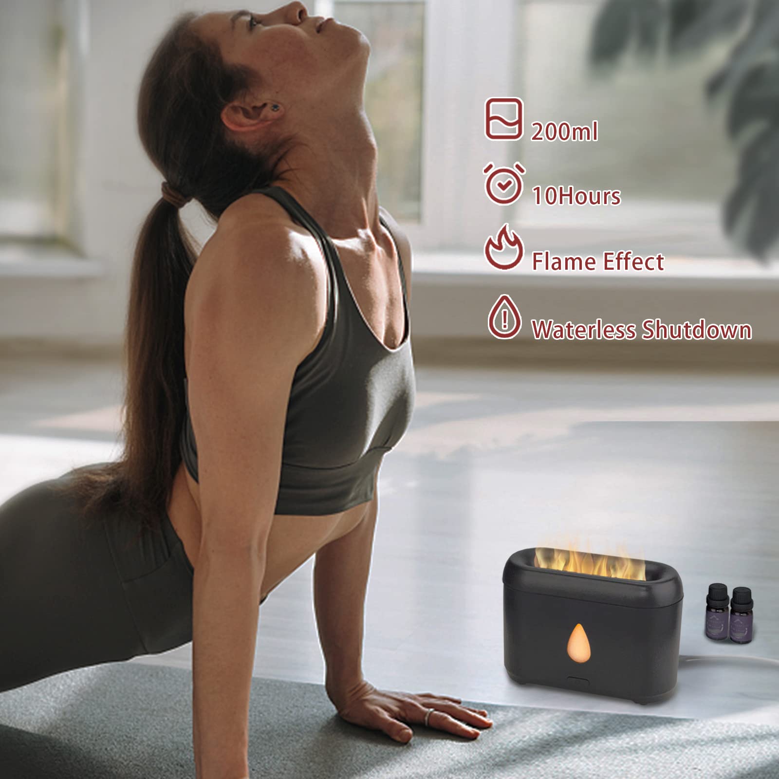 200ml Compact Small Flame Diffuser for Essential Oil (Black) PhimuezlBuy Supplements Australia