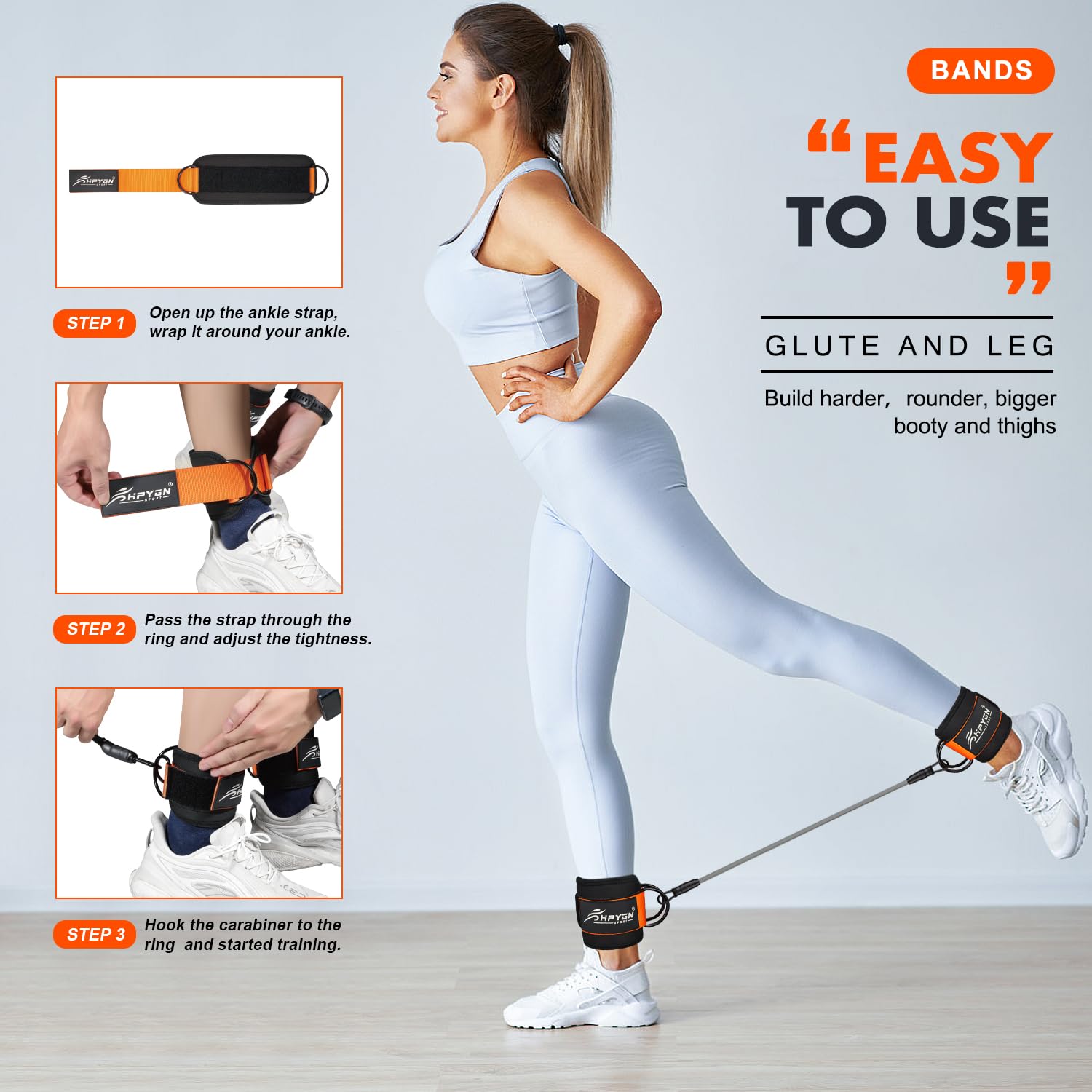 Ankle Resistance Bands with Cuffs for Leg and Glute Training - Exercise Equipment HPYGNBuy Supplements Australia
