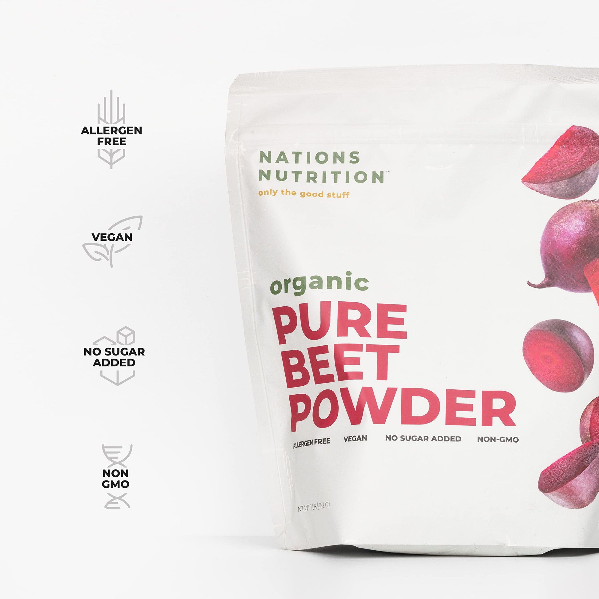 Nations Nutrition Pure Beet Root Powder Organic - Nitric Oxide Circulation Superfood Nations NutritionBuy Supplements Australia