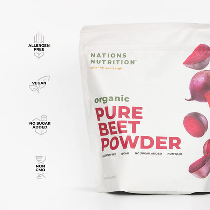 Nations Nutrition Pure Beet Root Powder Organic - Nitric Oxide Circulation Superfood Nations NutritionBuy Supplements Australia