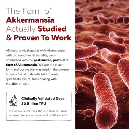 AK-Postbio: Akkermansia Probiotic 30 Billion TFU - Max Strength, Clinically Validated Dose & Patented Strain - Superior Pasteurized Form, Highest Absorption, Delivery - GLP-1 Probiotic - 30 Servings Triquetra HealthBuy Supplements Australia