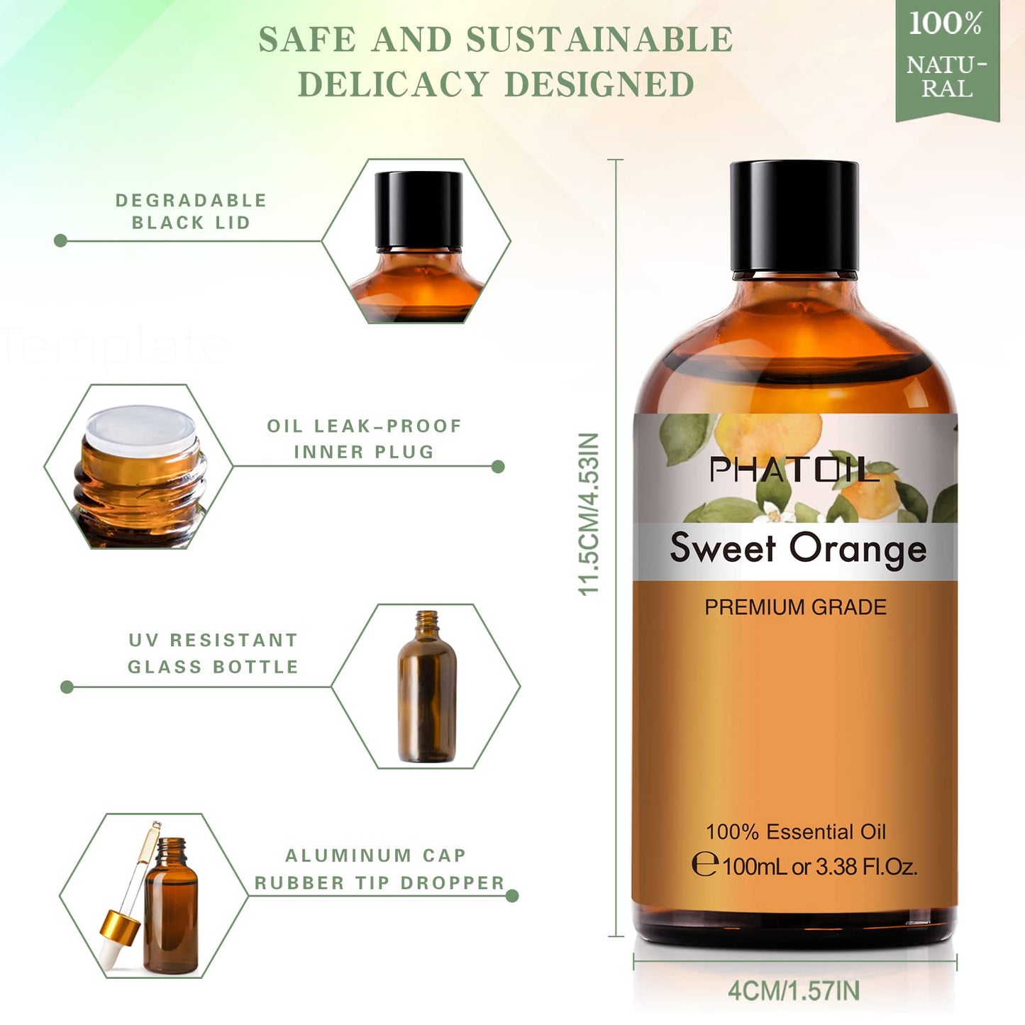 PHATOIL Sweet Orange Essential Oil 100ML, Pure Premium Grade Sweet Orange Essential PHATOILBuy Supplements Australia