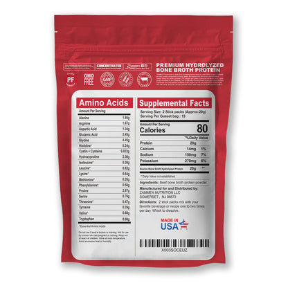 Zammex Bone Broth Packets-20g Collagen Protein-Beef Bone Broth Powder to Go-30 Travel ZammexBuy Supplements Australia