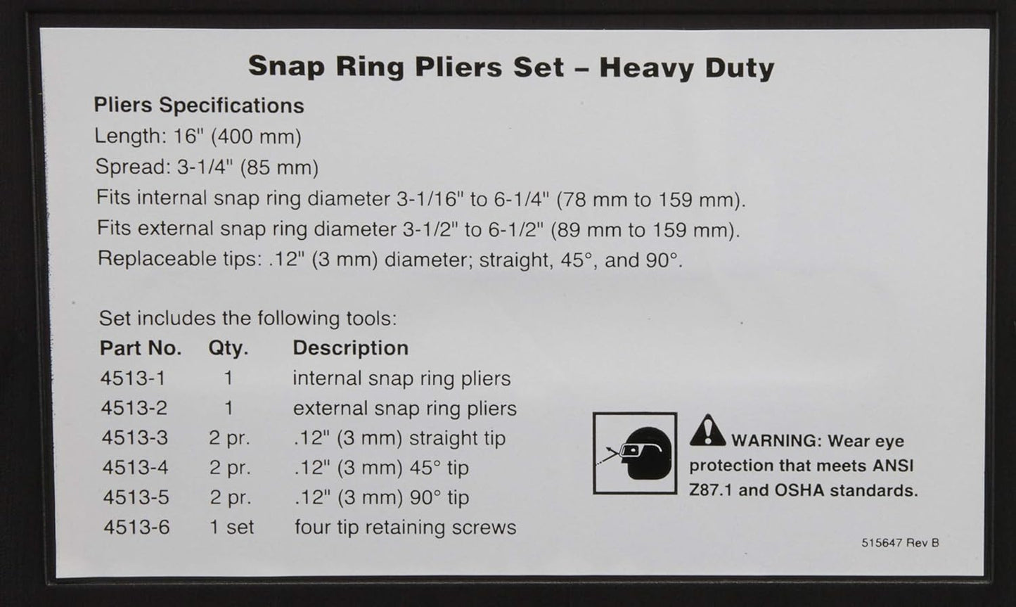 OTC 4513 Heavy-Duty 2-Piece Internal and External Snap-Ring Pliers Set