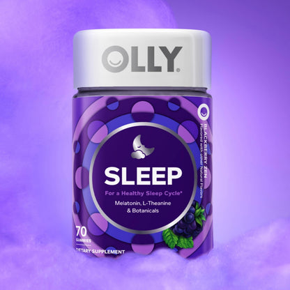 OLLY Sleep Gummy, 3 mg Melatonin, L-Theanine, Chamomile, Lemon Balm, Sleep Aid, Blackberry - 70 Count OLLYBuy Supplements Australia