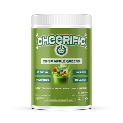 Cheerific Green Apple Bliss Superfood Powder - 20+ Organic Superfoods + Prebiotic & Probiotics + More - Keto Friendly - Supports Positive Mood, Gut Health - Vegan, Gluten Free, Non-GMO - 30 Day Supply CheerificBuy Supplements Australia
