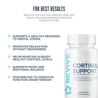 Revive MD Cortisol Manager, 90 Vegetarian Capsules - Cortisol Supplement w/Magnesium & L-Theanine Support Health, Focus, Energy, Fatigue, & Adrenal Gland Function - Vegan & Gluten-Free (30 Servings) ReviveBuy Supplements Australia