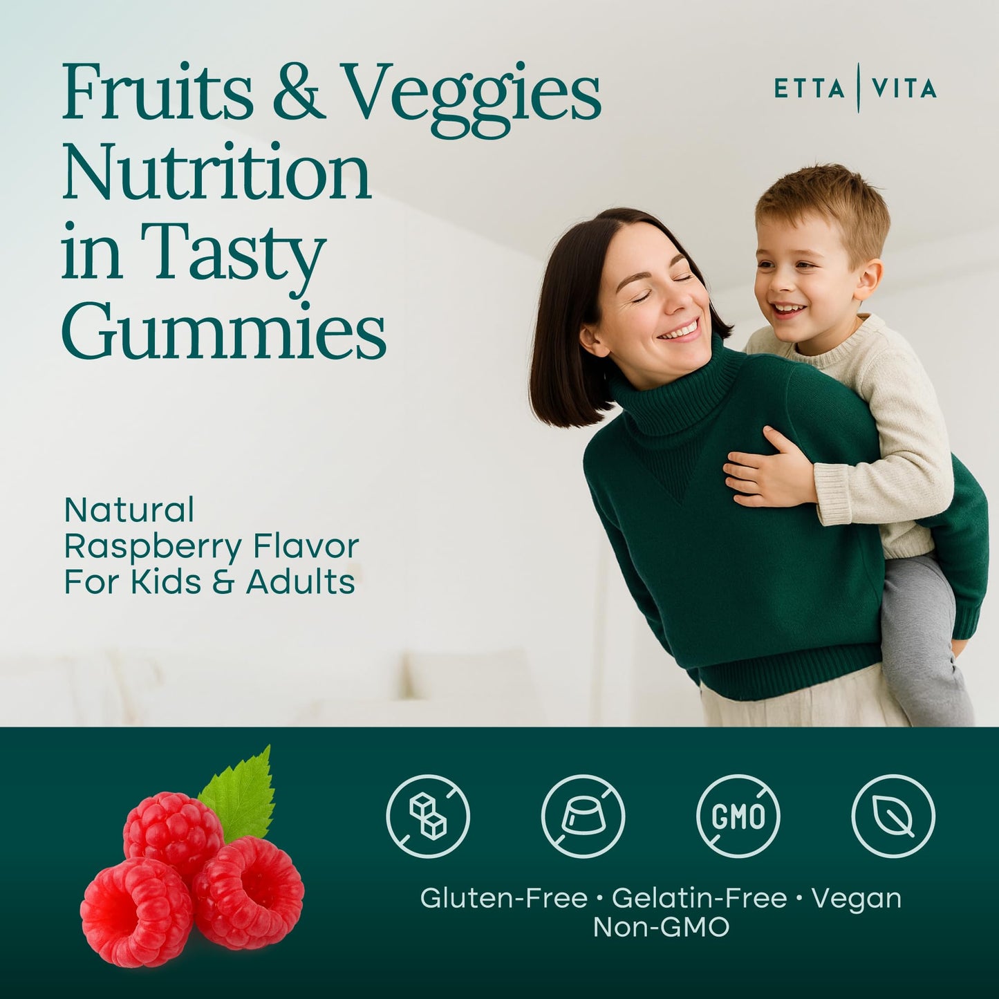 Everyday Debloat & Detox Sugar-Free Fruits and Veggies Gummies - Energy Support with Superfood Fruit and VegetableSupplement (120 Chews) Cruelty-Free, Vegan, Gluten-Free, Fruit and Vegetable Vitamin Etta VitaBuy Supplements Australia