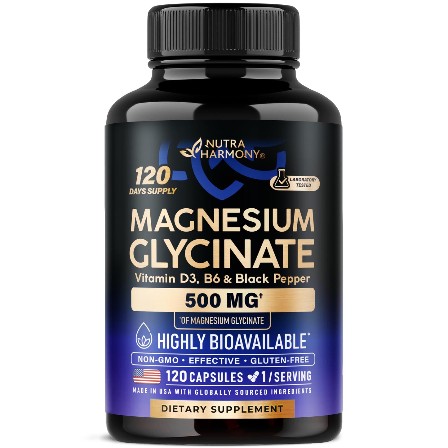 Magnesium Glycinate 500 mg - Chelated Supplement - High Absorption Form of Magnesium - Support for Sleep, Muscle & Heart Health