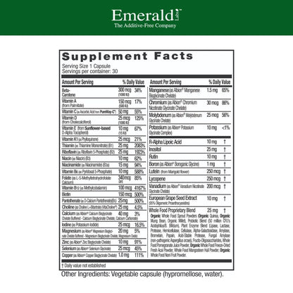 EMERALD LABS Complete 1-Daily Multi - Complete Multivitamin for Men & Women with Vitamin C, Methylated Folate, Whole-Food Blend EMERALD LABS