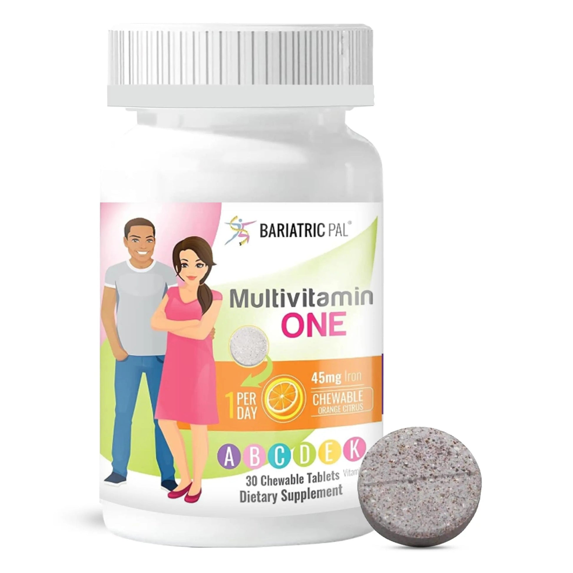 BariatricPal Multivitamin ONE 1 per Day! Bariatric Multivitamin Chewable with 45 mg of Iron | Orange Citrus | Vitamin for Bariatric Surgery Patients BariatricPal