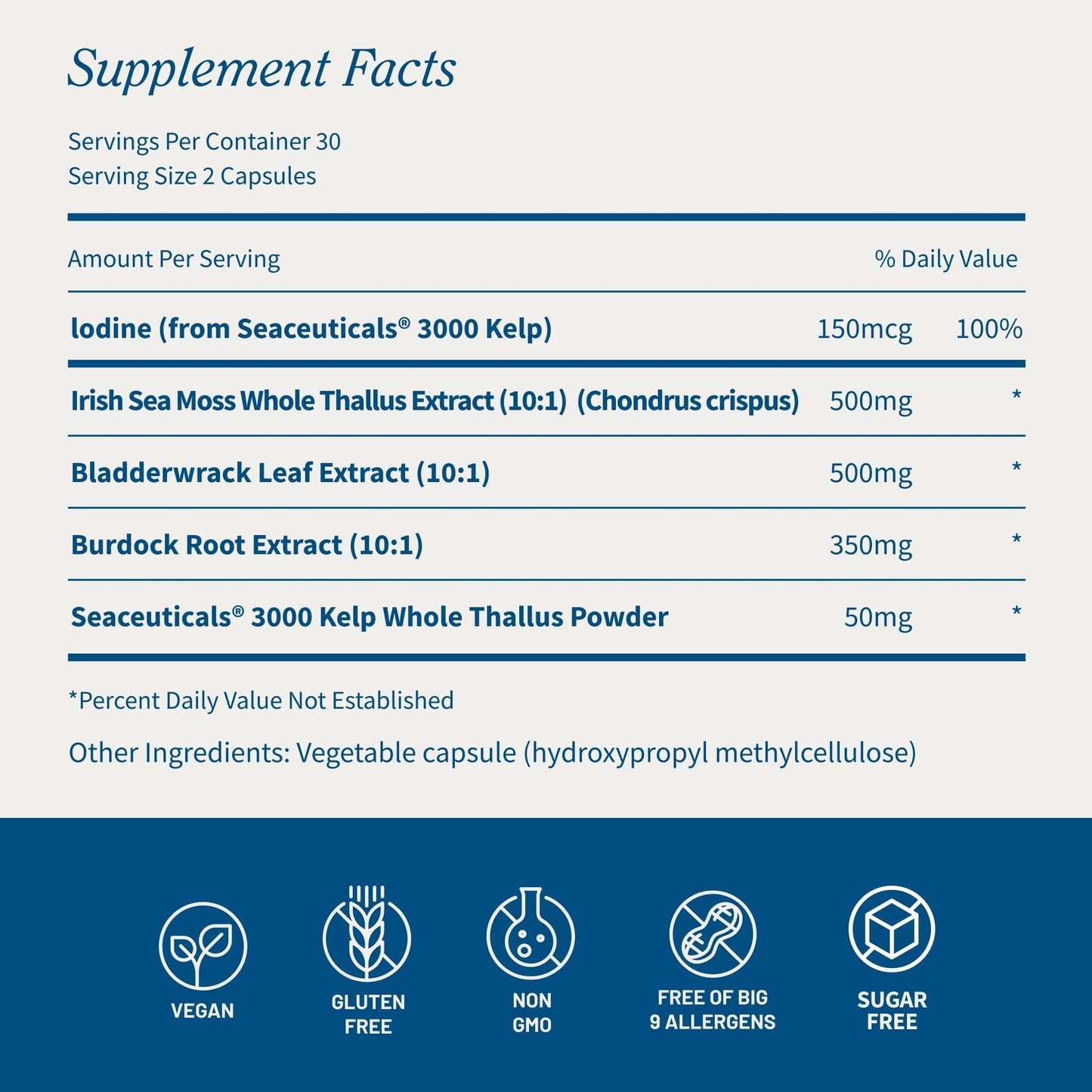 Snap Supplements Irish Sea Moss with Bladderwrack, Burdock Root & Iodine – Natural Sea Moss Supplement to Support Gut Health, Energy & Healthy-Looking Skin, 60 Vegan Capsules (1 Month Supply) Snap SupplementsBuy Supplements Australia