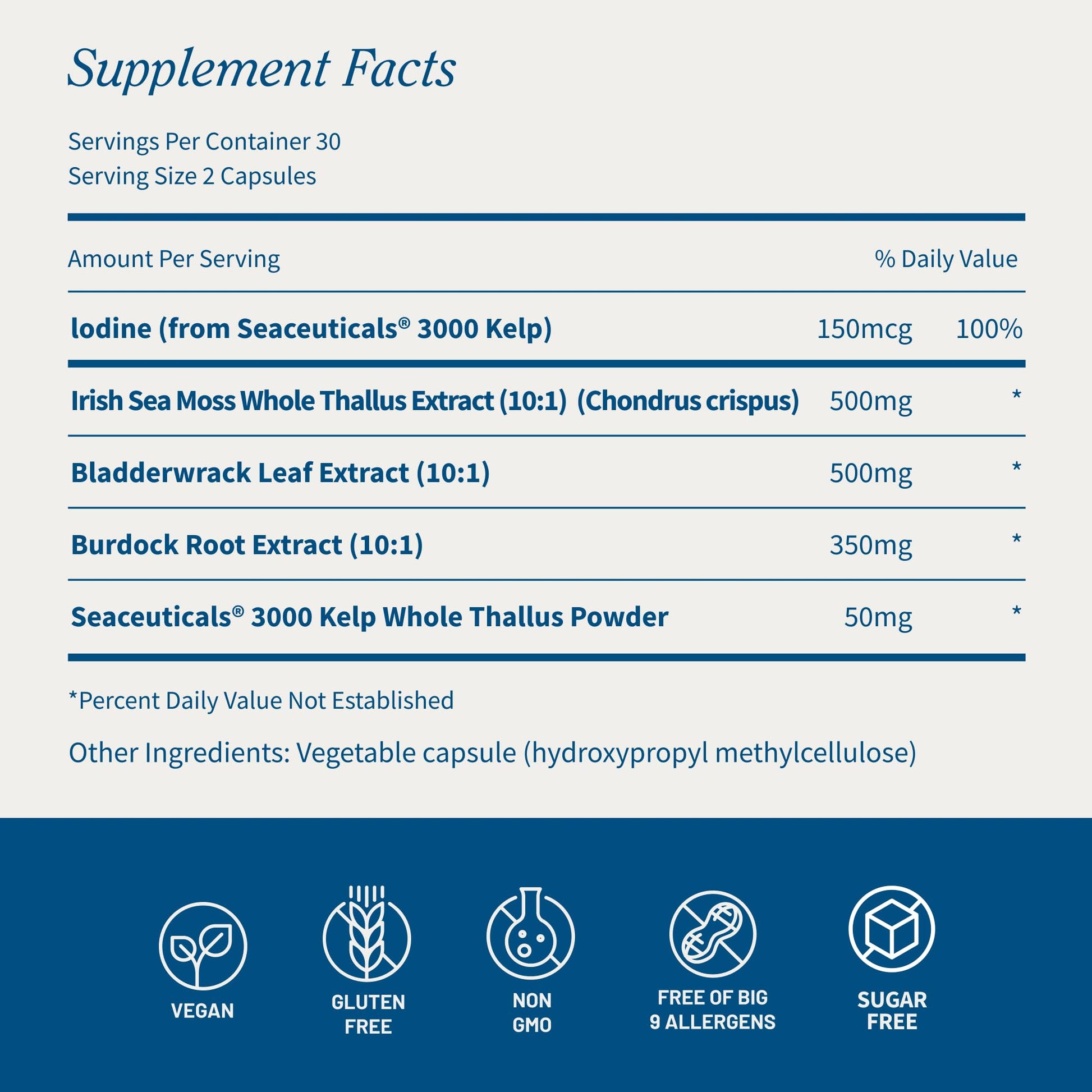 Snap Supplements Irish Sea Moss with Bladderwrack, Burdock Root & Iodine – Natural Sea Moss Supplement to Support Gut Health, Energy & Healthy-Looking Skin, 60 Vegan Capsules (1 Month Supply) Snap SupplementsBuy Supplements Australia