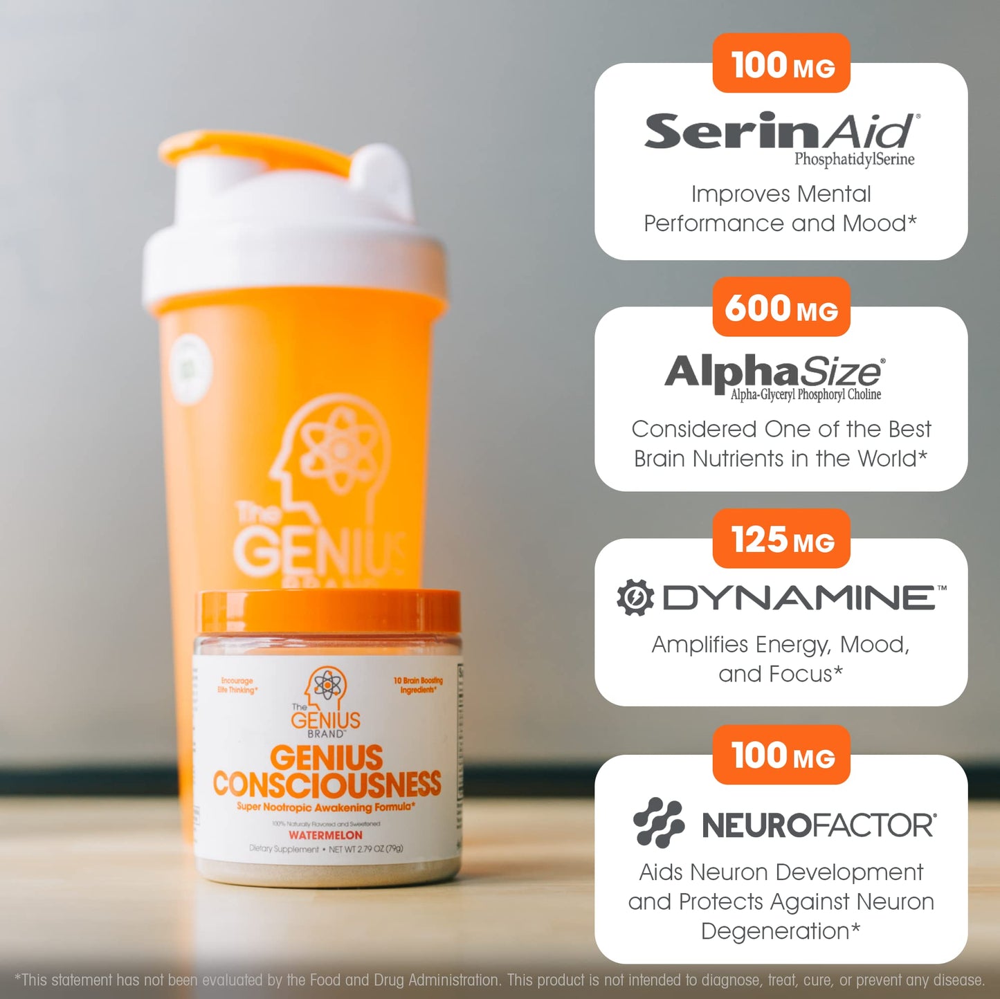 Genius Consciousness, Super Nootropic Brain Supplement Powder, Watermelon The Genius BrandBuy Supplements Australia