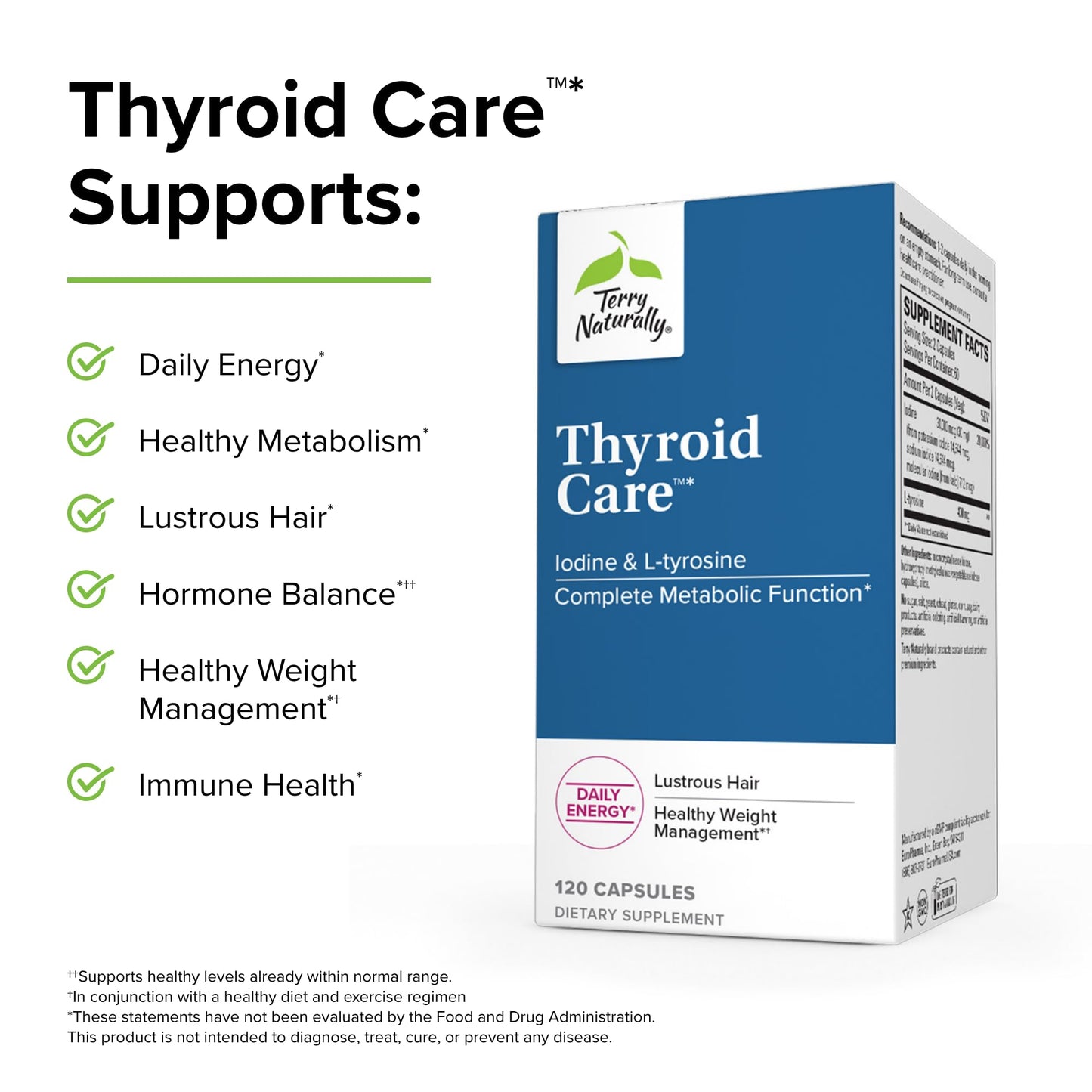 Terry Naturally Thyroid Care - 120 Capsules - Complete Metabolic Function - with Iodine Terry NaturallyBuy Supplements Australia