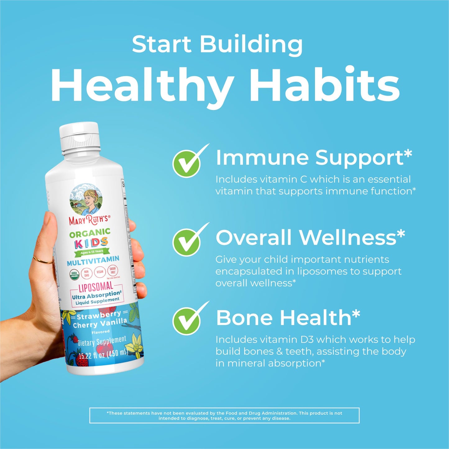MaryRuth Organics Kids Multivitamin Liposomal | Vegan, Sugar-Free Vitamins for Kids | Ages 4+ | 2 Month Supply | 15.22 Fl Oz MaryRuth OrganicsBuy Supplements Australia