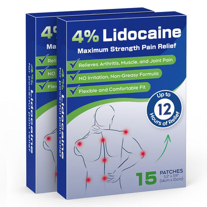 Uposiut 4% Lidocaine Pain Relief Patches 30 Count – Maximum Strength, 12 Hour Long Lasting, Flexible & Low Odor, for Back, Neck, Knee & Shoulder - 002AB UposiutBuy Supplements Australia
