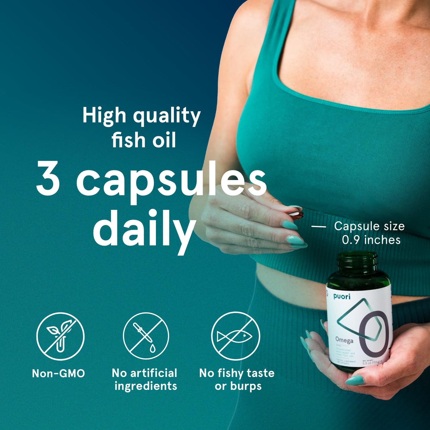 Puori Omega 3 Fish Oil Supplement - Ultra Pure & Burpless Wild Caught Fish Oil with 2000mg Omega 3 Fatty Acids,1250mg EPA & 500mg DHA Supports Heart, Brain & Eye Health - IFOS Certified - 120 Softgels PuoriBuy Supplements Australia