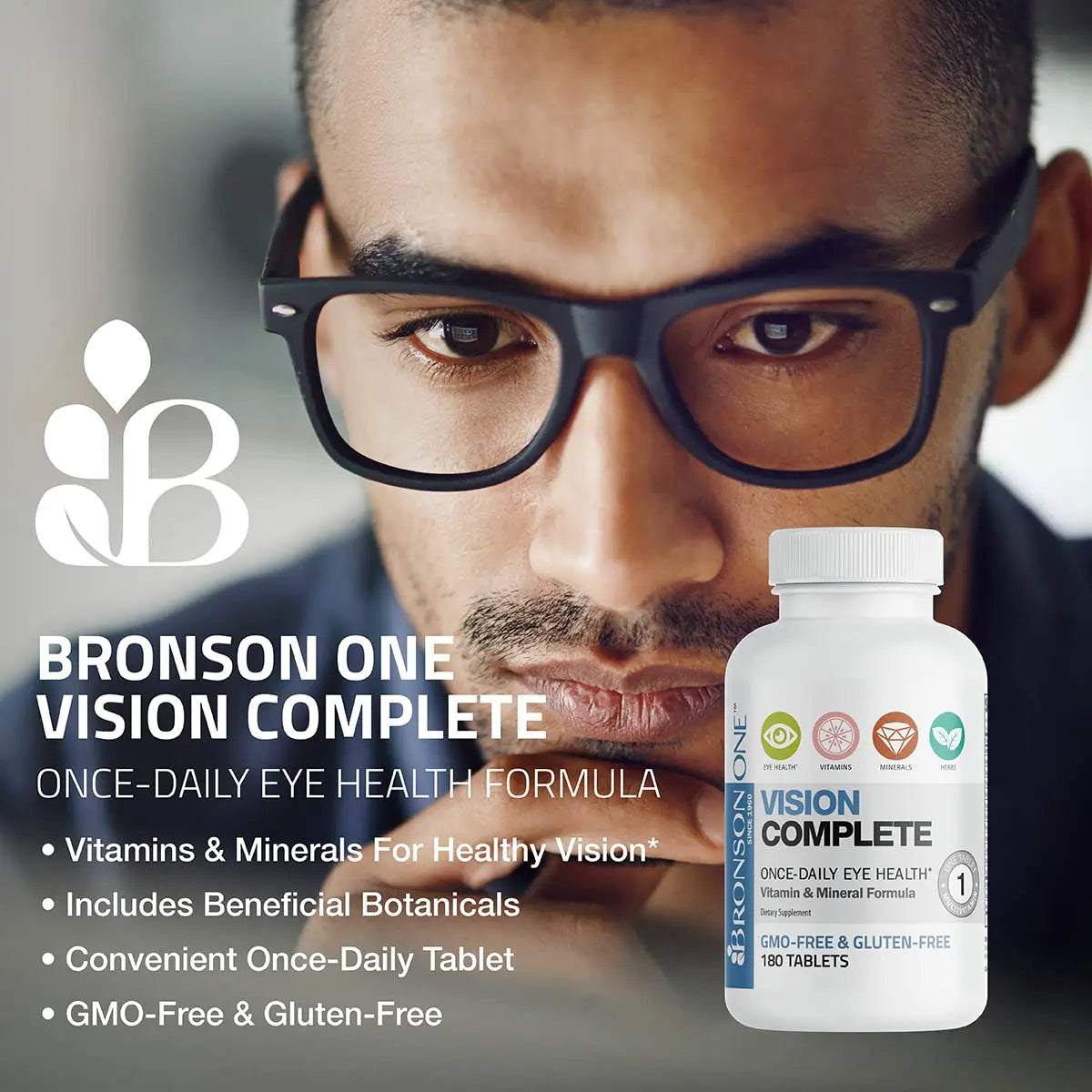 Bronson ONE Daily Vision Complete Eye Health Support Multivitamin Multimineral Supplement Formula, 180 Tablets Bronson