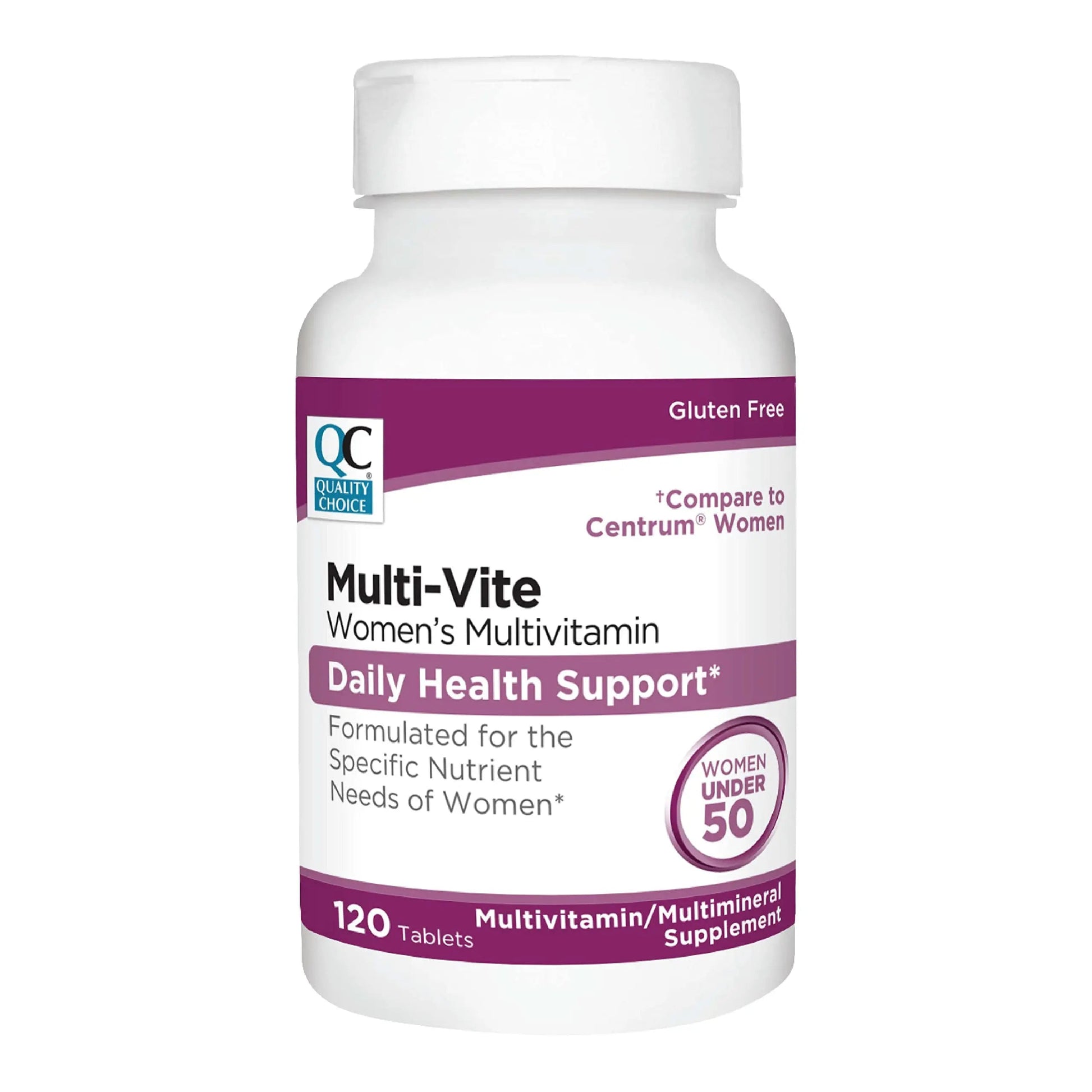 Quality Choice Womens Multi-Vite, Multivitamin Tablets for Daily Health Support Formulated for Women Under 50 in 120 Count Bottles Quality Choice