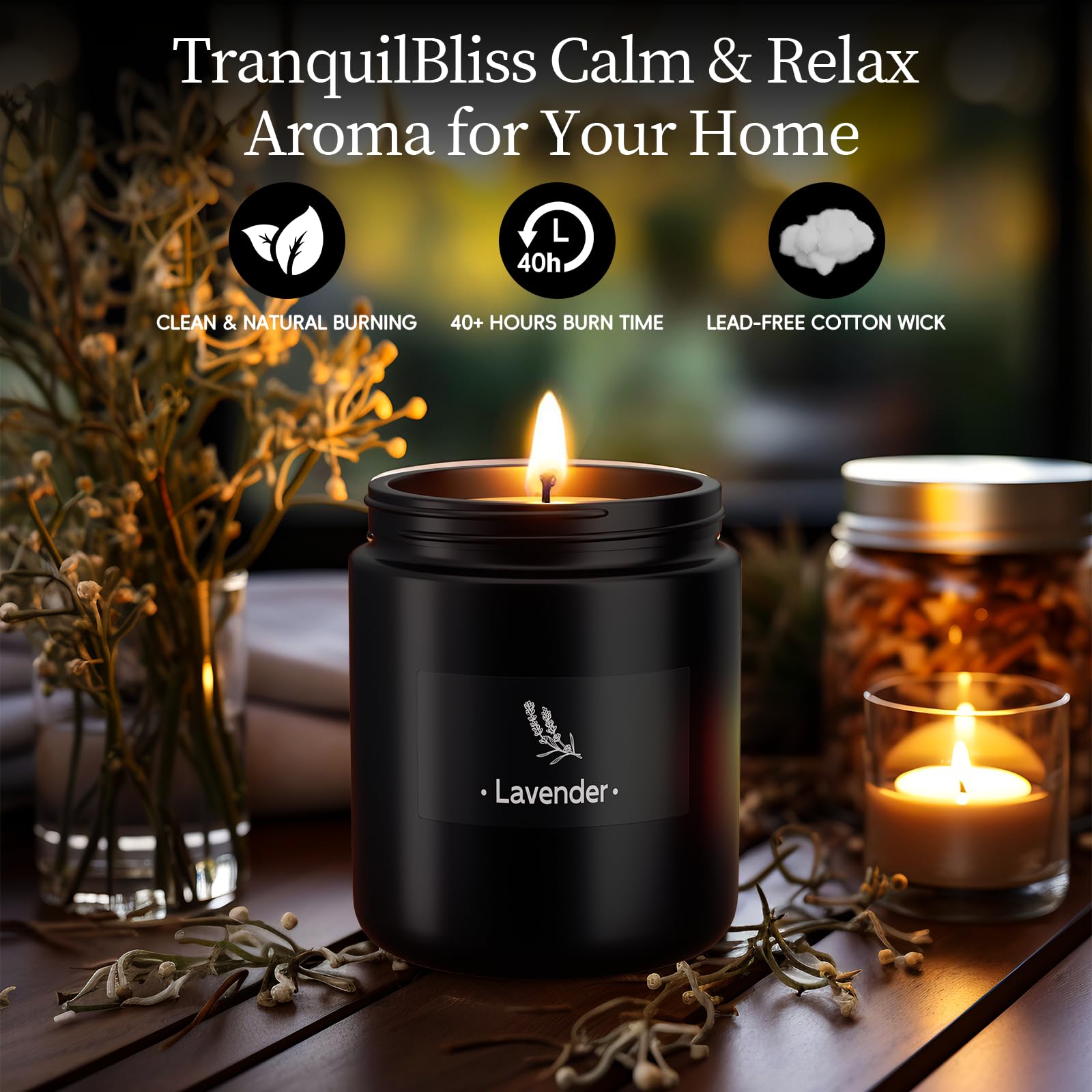 2 Pack Scented Candles for Home Scented, Strong Fragranced Aromatherapy Candles - 6 Oz TranquilBlissBuy Supplements Australia