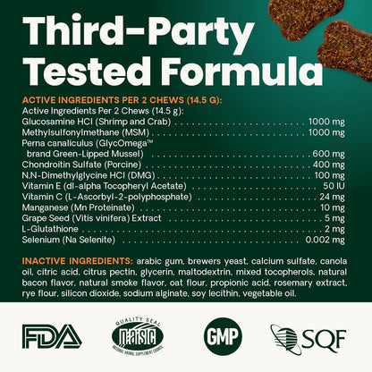 VetriScience Ultimate Strength Hip & Joint Supplement for Dogs, GlycoFlex Plus – MSM, Chondroitin & Green-Lipped Mussel Chews for Mobility, Flexibility, Comfort & Support, Peanut Butter Flavor 120 Cnt VETRISCIENCEBuy Supplements Australia