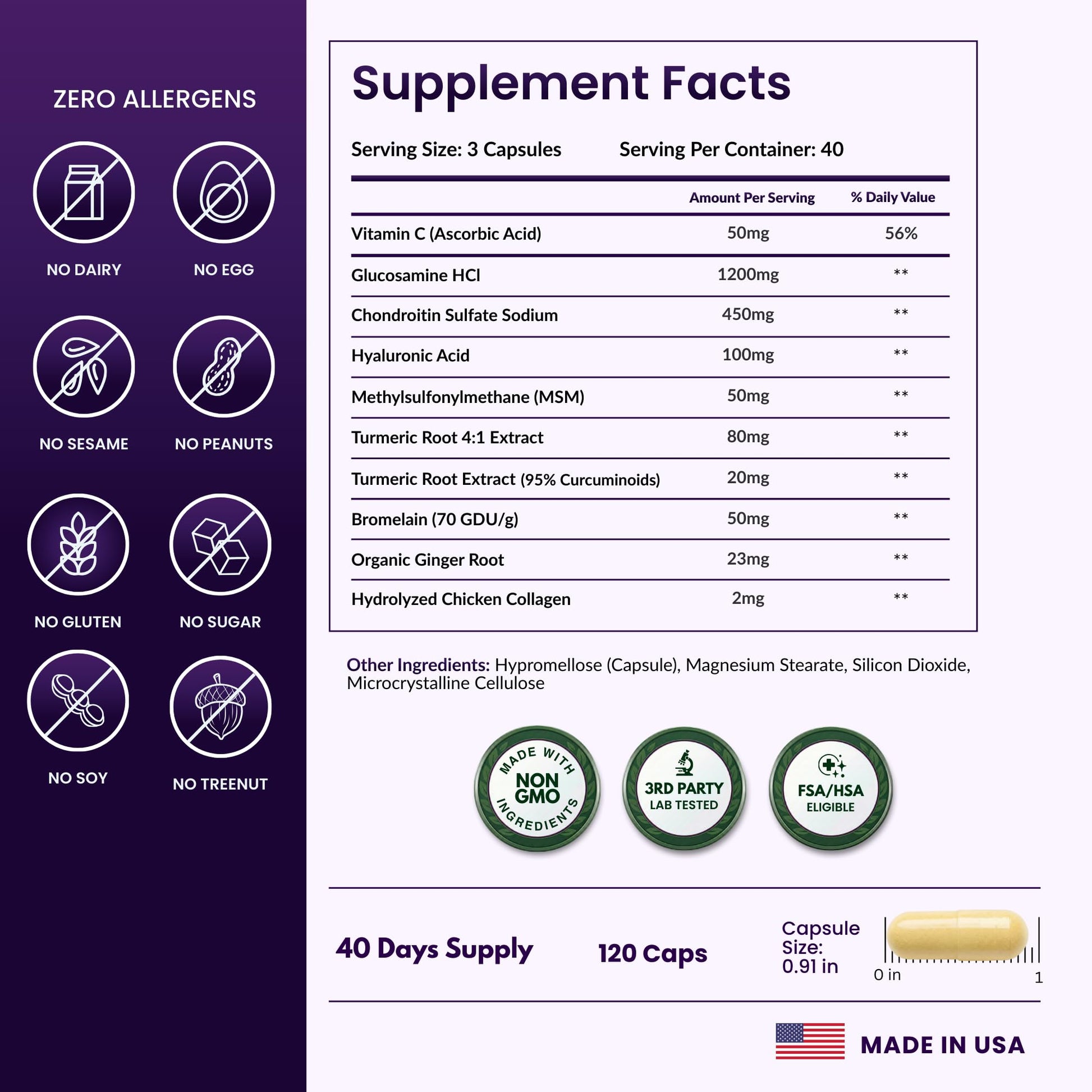ForestLeaf Glucosamine Chondroitin MSM Joint Supplement Complex - 1200mg - 120 Caps ForestLeafBuy Supplements Australia