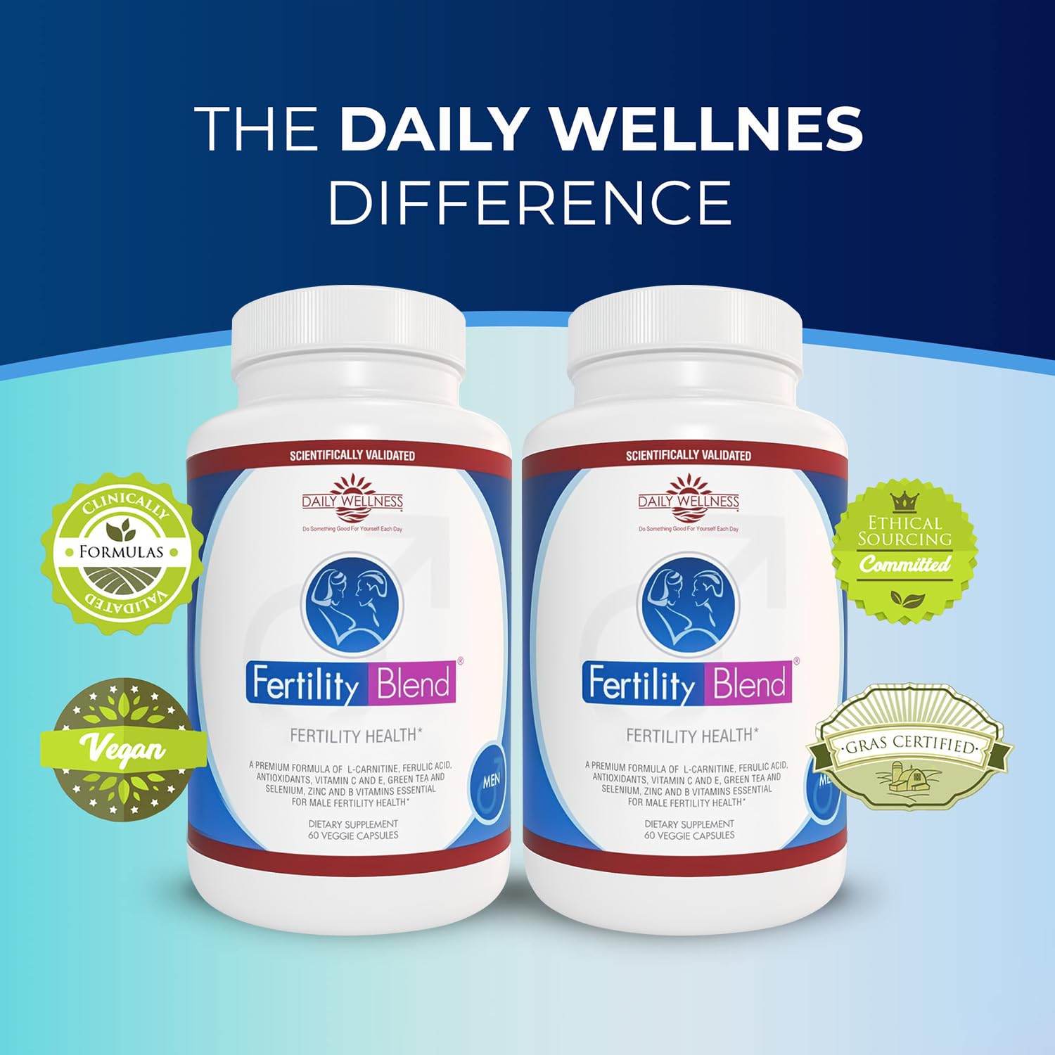 Fertility Blend Daily Wellness for Men - Male Fertility Supplements, Vitamin Blend Pills - Male Count Pre-Conception for Him - Fertility Supplements for Men - 60 Capsules, 2 Pack Fertility BlendBuy Supplements Australia