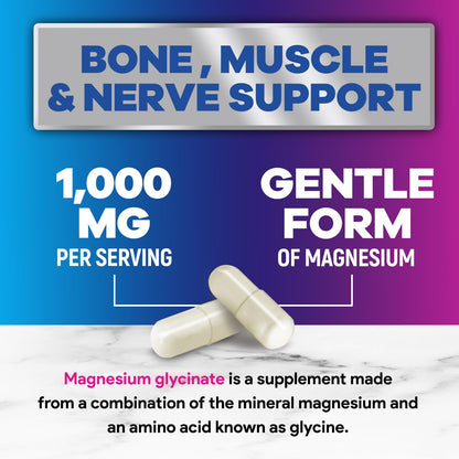 Magnesium Glycinate Capsules 1000mg Per Serving - Pure & Chelated for Max Absorption - Supports Muscle, Nerve & Heart Health, Sleep Support - Magnesium Supplement for Whole Body Support - 120 Capsules Nature's PeakBuy Supplements Australia