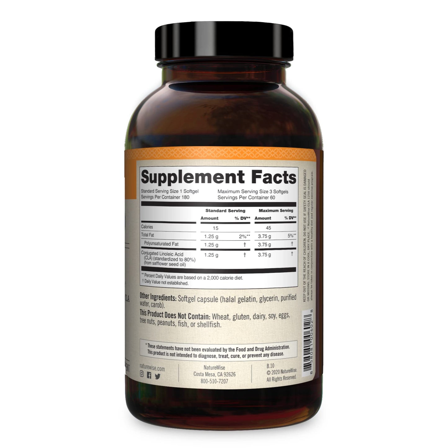 NatureWise CLA 1250 Support Exercise Naturally (2-Month Supply), Support Fitness goals NatureWiseBuy Supplements Australia