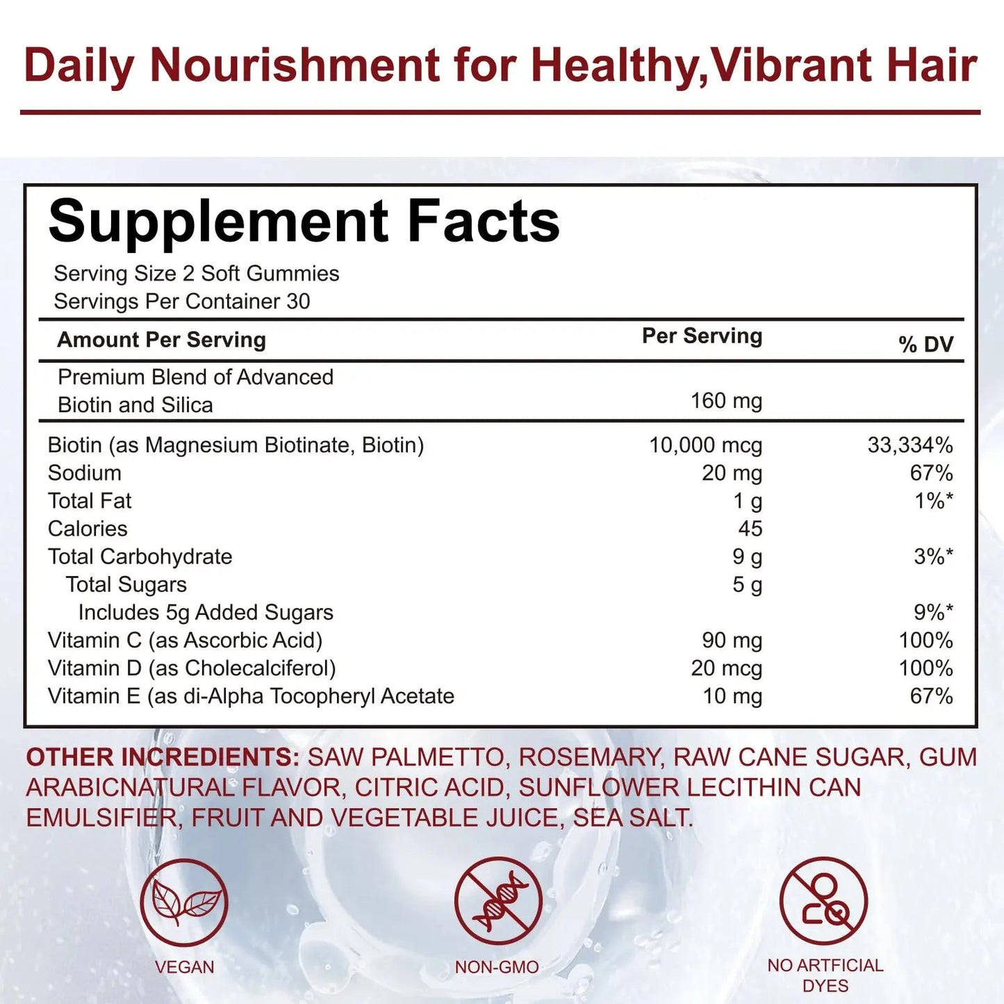 YYLLYY Hair Growth Vitamins Gummies | with Biotin, Vitamin C & E, Botanical Extracts | Supports Healthy Hair Growth & Strength, Skin & Nail Care YYLLYYBuy Supplements Australia