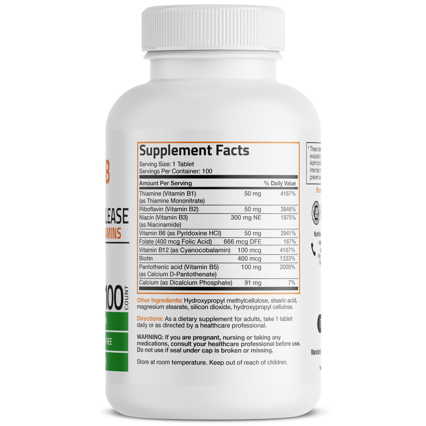 Bronson Super B Vitamin B Complex Sustained Slow Release Vitamin B1, B2, B3, B6, B9 BronsonBuy Supplements Australia