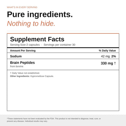 Nootropic Brain Supplement – Grass-Fed Bovine Brain Peptides for Focus, Memory & Mental Clarity – Ancestral Cognitive Support – Argentine Pasture-Raised, Non-GMO – 60 Capsules VILLAR BIOTECHBuy Supplements Australia