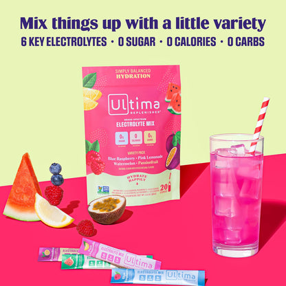 Ultima Replenisher Daily Electrolyte Drink Mix – Tropical Variety, 20 Stickpacks – Hydration Ultima ReplenisherBuy Supplements Australia