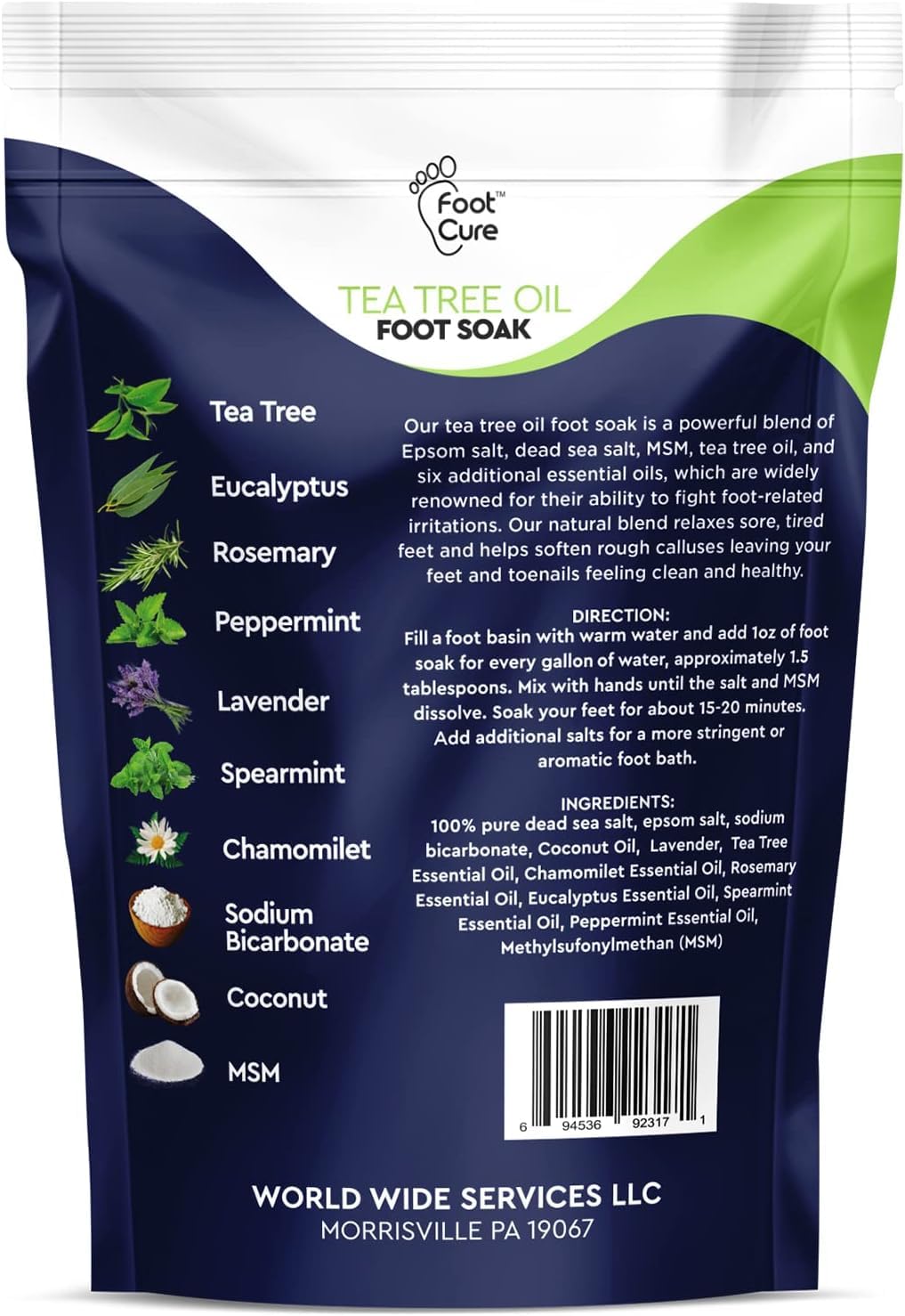 Tea Tree Oil & Citrus Detox Foot Soak with Epsom Salts - All Natural Salts for Post Workout FOOT CUREBuy Supplements Australia
