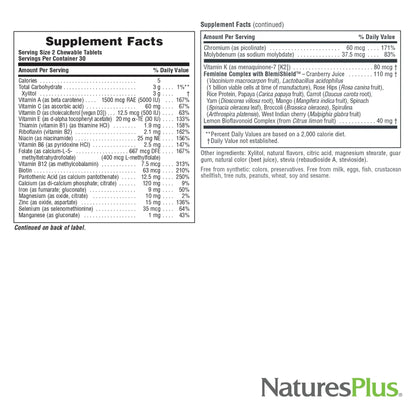 NaturesPlus Source of Life Power Teen for Her, Natural Berry - 60 Chewable Tablets - High Potency Multivitamin - Sugar Free, Vegan - 30 Servings NaturesPlus