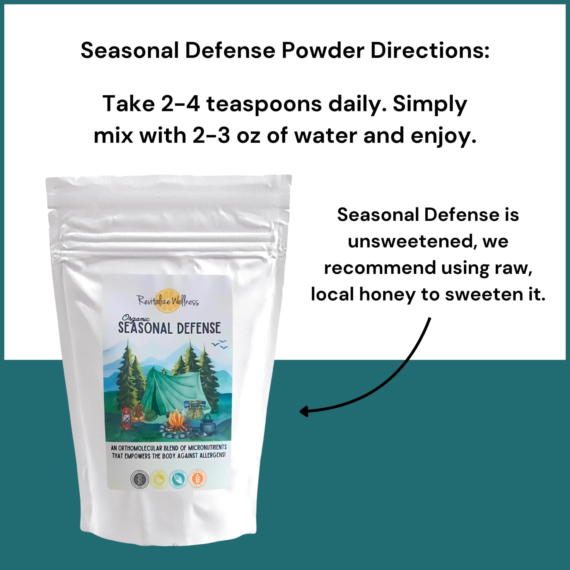 Revitalize Wellness Organic Seasonal Defense Powder Formerly Allergy Defense | Bromelain, Vitamin B3, Vitamin C, Quercetin, and NAC | No Sugar Added | Fruit Punch Flavor | 30 Servings Revitalize WellnessBuy Supplements Australia
