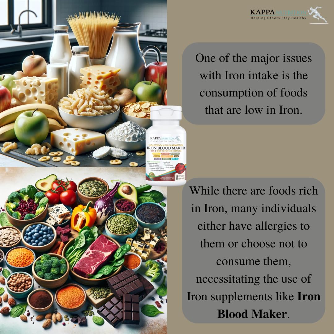 KAPPA NUTRITION Iron 26mg, Vitamin C & Orange 150mg, Folate 667mcg DFE, Vitamin B12, Beetroot, Brewers Yeast, Broccoli & MCT Oil 9 in 1 Advanced Complex (90 Capsules) KAPPA NUTRITIONBuy Supplements Australia