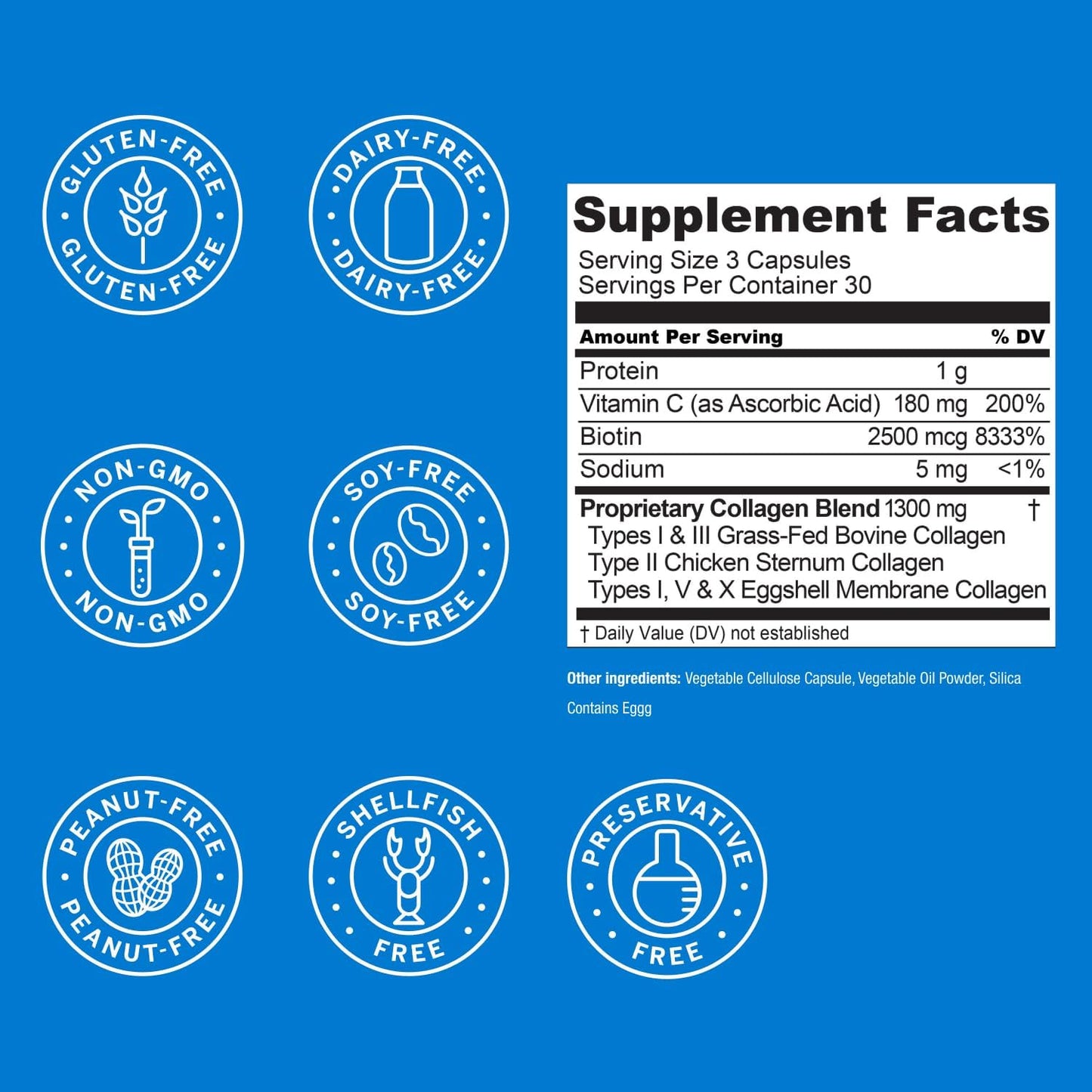 Live Conscious Beyond Collagen Multi Collagen Capsules - Types I, II, III, V & X - Hydrolyzed Blend with Biotin & Vitamin C