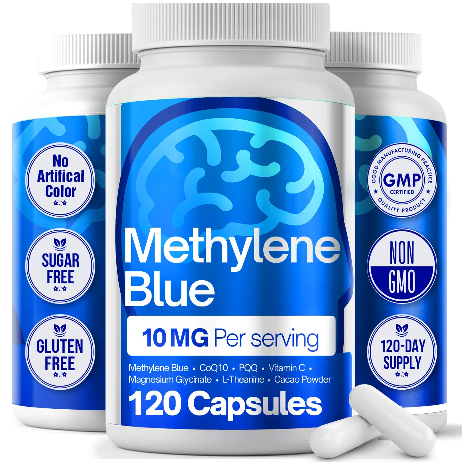 FitVitality Methylene Blue Capsules – Formulate CoQ10, PQQ, Vitamin C, L-Theanine, Cacao – 120 Vegan Capsules per Bottle – No Flavor, Easy Daily Use FitVitalityBuy Supplements Australia