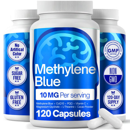 FitVitality Methylene Blue Capsules – Formulate CoQ10, PQQ, Vitamin C, L-Theanine, Cacao – 120 Vegan Capsules per Bottle – No Flavor, Easy Daily Use FitVitalityBuy Supplements Australia