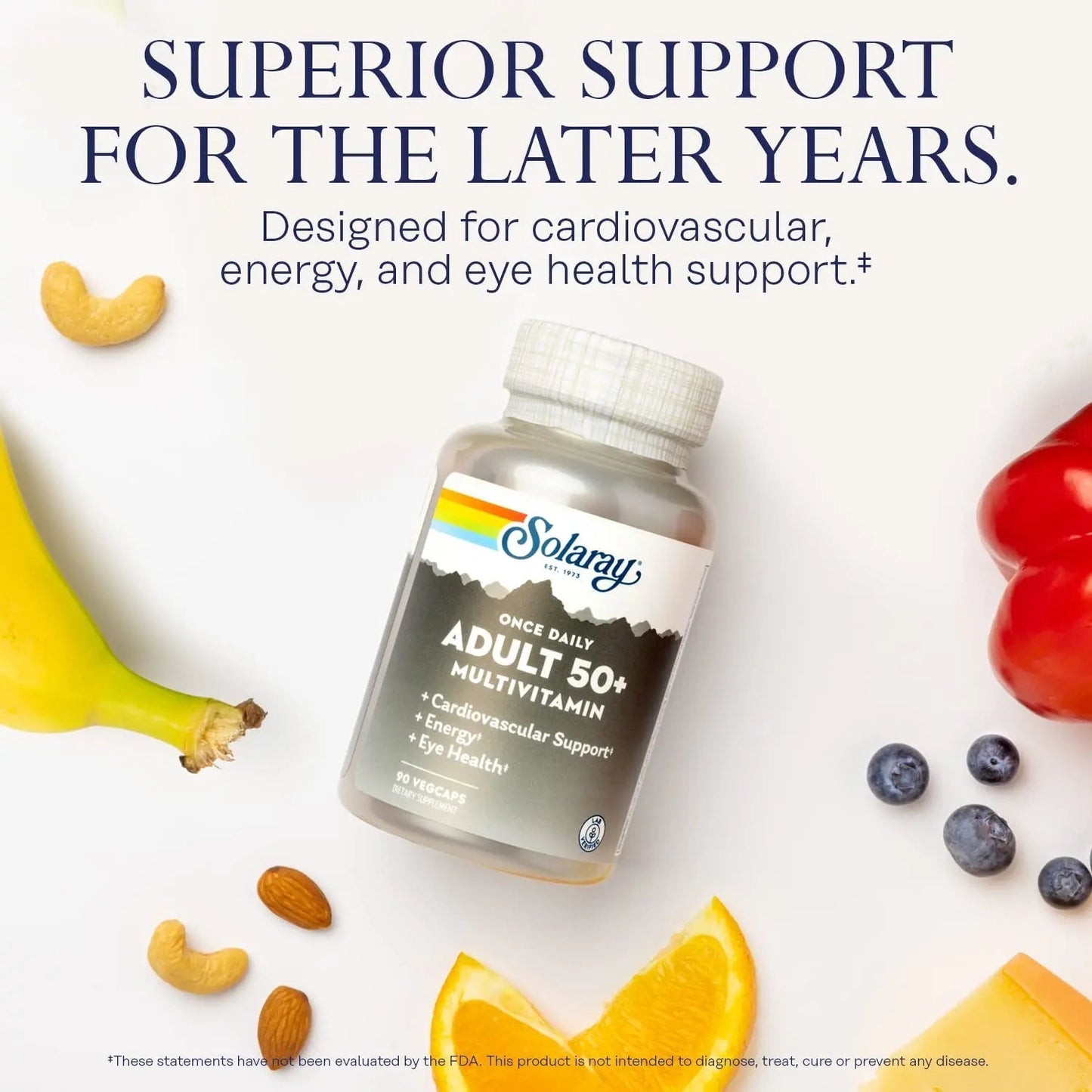 Solaray Once Daily Adult 50+ Complete Multivitamin for Women & Men, Essential Vitamins & Chelated Minerals for Healthy Energy, Heart, Brain & Immune Support SOLARAYBuy Supplements Australia