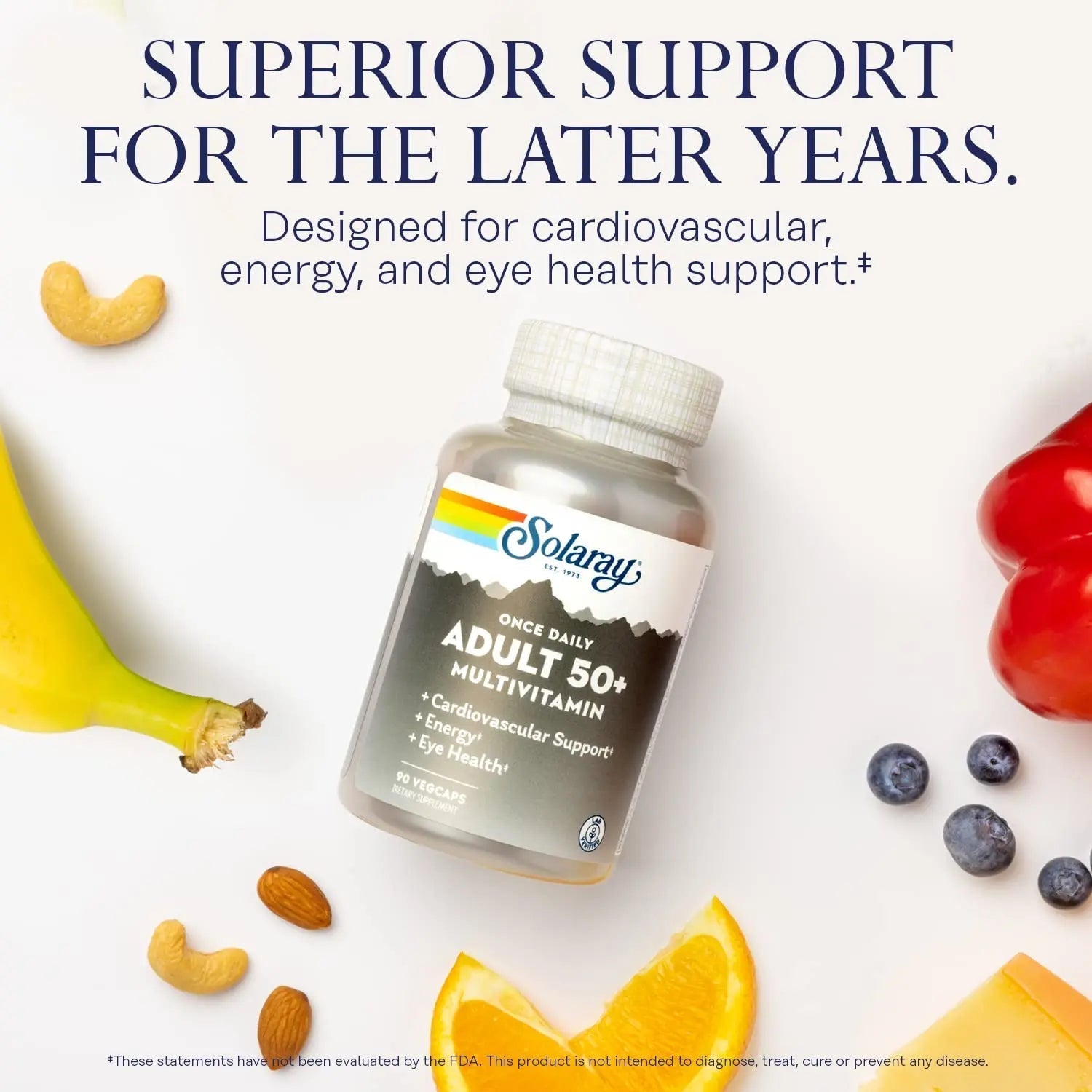 Solaray Once Daily Adult 50+ Complete Multivitamin for Women & Men, Essential Vitamins & Chelated Minerals for Healthy Energy, Heart, Brain & Immune Support SOLARAYBuy Supplements Australia
