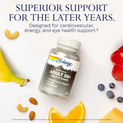 Solaray Once Daily Adult 50+ Complete Multivitamin for Women & Men, Essential Vitamins & Chelated Minerals for Healthy Energy, Heart, Brain & Immune Support SOLARAYBuy Supplements Australia