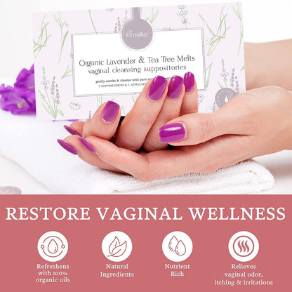 Femallay Lavender and Tea Tree Oil Vaginal Cleansing Suppositories for Hygiene, 100% Natural Melts FemallayBuy Supplements Australia
